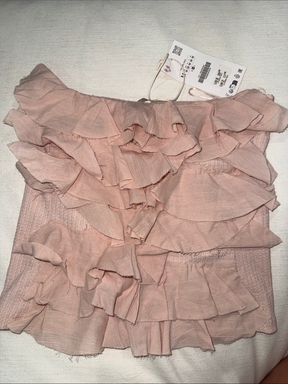 Zara Pink Ruffled Off-Shoulder Camisole